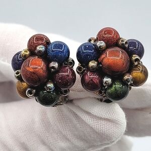 Vintage Multicolor Bead Earrings #2300